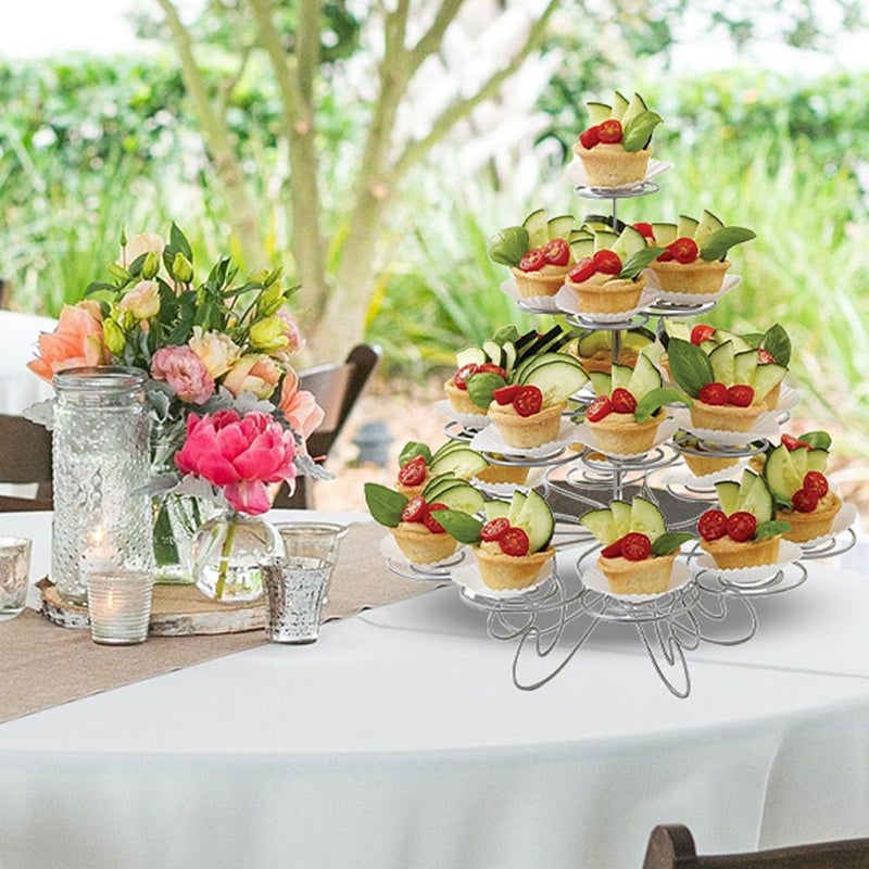 Resulzon 4-Tier Cupcake Stand -Stainless Steel Dessert Tree Tower Display for Christmas, Weddings, Birthday Parties, Weddings, Cady Bar and Events - Image 3